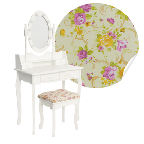 Toaletka kosmetyczna z lustrem LED obrotowym + taboret biała CALM LED