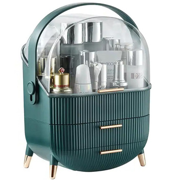 Organizer na Kosmetyki Szkatułka Kufer zielono-złoty 