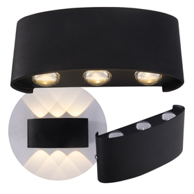 Lampa elewacyjna LED kinkiet IP54 – 6 punktów światła, 4000K, czarna