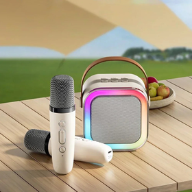 Przenośny zestaw karaoke Bluetooth z 2 mikrofonami i LED RGB – Magic Voice