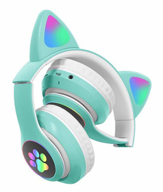 Bezprzewodowe SŁUCHAWKI nauszne dla dzieci LED RGB bluetooth turkusowe ZS7D