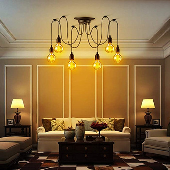 LAMPA SUFITOWA Pająk Żyrandol 6 Ramion E27 czarna