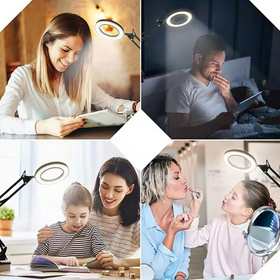 Lampa LED z lupą x3 na biurko – regulowana, 10 poziomów jasności