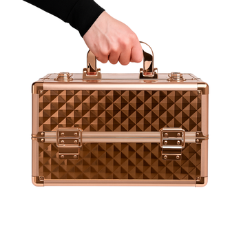 Kuferek kosmetyczny XXL na kółkach – 4-poziomowy, pojemny, profesjonalny organizer 96 cm złoty