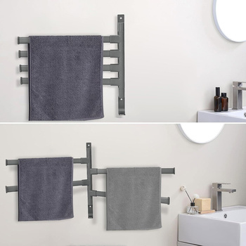 WIESZAK łazienkowy z 4 ramionami regulacja 30cm loft szary DA261A