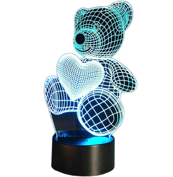 Dziecięca LAMPKA Nocna LED miś z sercem RGB + pilot ZD98J