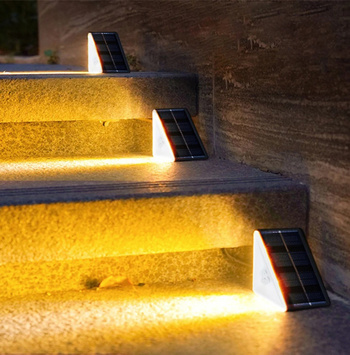 Solarna lampka schodowa LED z czujnikiem zmierzchu – 2 sztuki, ładowanie słoneczne, odporność IP67 ZD148A