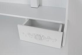 Toaletka kosmetyczna z lustrem LED obrotowym + taboret biała CALM LED