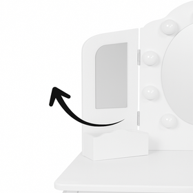 Toaletka dla dziewczynki biała z lustrem LED WhiteDream z taboretem