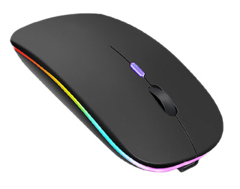 Bezprzewodowa  MYSZ Optyczna z podświetleniem LED RGB czarna AK211A