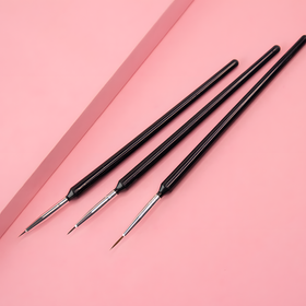 Zestaw 3 pędzelków do zdobienia paznokci – cienkie precyzyjne pędzle nail art, czarne