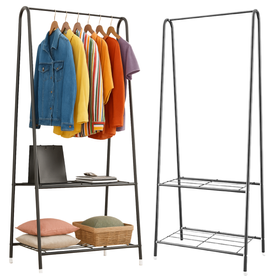 Stojak na ubrania metalowy podłogowy LOFT – wieszak z półkami do przedpokoju