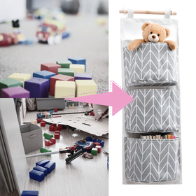 Wiszący ORGANIZER na Zabawki 3 Pojemne Kieszenie 61x18,5cm szary AG703