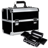 Czarny kuferek kosmetyczny – aluminiowa walizka na make-up, lakiery i akcesoria