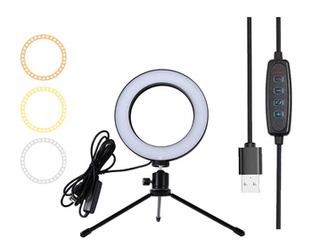 Lampa pierścieniowa LED z statywem, regulacja barwy bieli, idealna do selfie i fotografii streaming