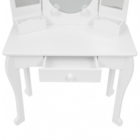 Toaletka dla dziewczynki biała z lustrem LED WhiteDream z taboretem