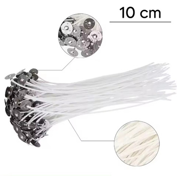 Bawełniane KNOTY do świec 10 sztuk 10 cm biały DA187A