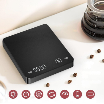 Elektroniczna waga kuchenna do kawy z timerem i dokładnością 0,1 g – USB-C, LCD