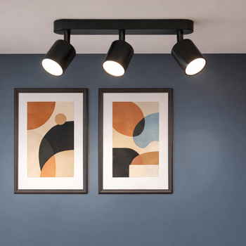 Oprawa sufitowa 3× GU10 czarna – listwa natynkowa z regulowanymi tubami
