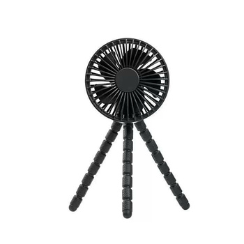 Wydajny wentylator biurkowy USB z regulacją nawiewu akumulator elastyczny statyw tripod czarny