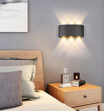 KINKIET wewnętrzny lub zewnętrzny lampa naścienna 6LED 600lm czarny ZD90