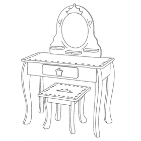 Toaletka dla dziewczynki biała WhiteDream STAR z lustrem i taboretem