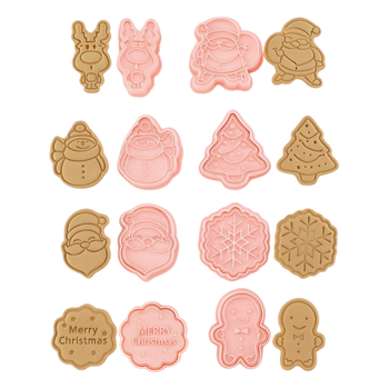 Świąteczne foremki do ciastek – zestaw 8 silikonowych form jasnoróżowych