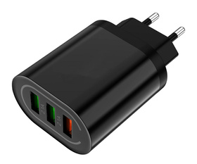 Ładowarka sieciowa Quick Charge 3.0, 3 porty USB, szybkie ładowanie 18W czarna PLP37D