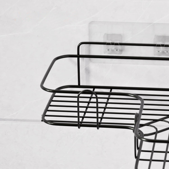 Zestaw 2 półek narożnych czarnych do łazienki – samoprzylepne, bez wiercenia