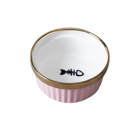 Podwójna miska ceramiczna dla kota na stojaku 2x300 ml różowa złota