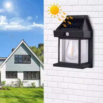 Kinkiet solarny LED retro z czujnikiem zmierzchu – lampa ogrodowa elewacyjna E27