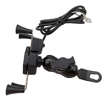 Uniwersalny UCHWYT Motocyklowy na TELEFON port USB 2A czarny AP14A