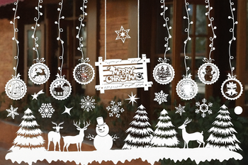 Naklejki świąteczne na okno i szybę – zestaw samoprzylepny z bałwanem, reniferami i choinkami