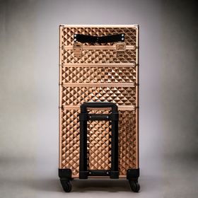 Kuferek kosmetyczny XXL na kółkach – 4-poziomowy, pojemny, profesjonalny organizer 96 cm złoty