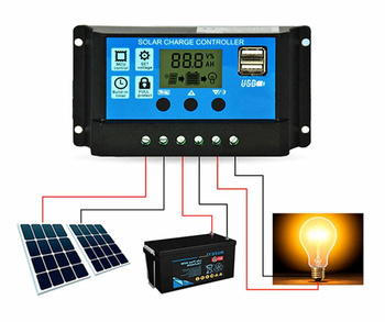Regulator Ładowania do Paneli Solarnych – PWM z Wyświetlaczem LCD, 30A, USB AG676C