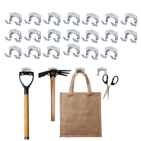 Metalowe haki ścienne U – zestaw 20 podwójnych uchwytów na narzędzia