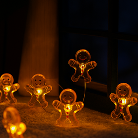 Lampki choinkowe świąteczne gingerbread man girlanda LED 2m piernikowe ludki 20 diod