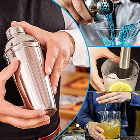 Zestaw BARMANA 6 elementów Shaker jJigger Miarka srebrny AG818 