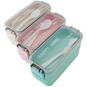 Lunch Box 750 ml – Pojemnik Obiadowy z Uchwytami, Dwukomorowy, Zatrzaski, Mikrofalówka, Zestaw z Sztućcami AG479L