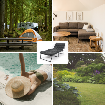 Leżanka ogrodowa leżak turystyczny regulowany łóżko plażowe + materac + poduszka 190x70x30cm szare