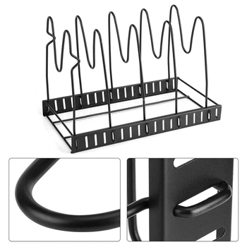 5-poziomowy organizer na patelnie, garnki i pokrywki – regulowany, pionowy i poziomy czarny