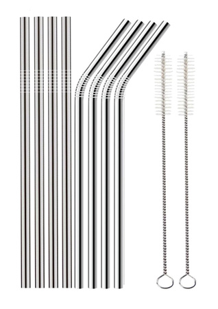 AG371A METALOWE SŁOMKI KPL 10 EL. SILVER