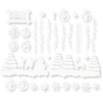 Naklejki świąteczne na okno i szybę – zestaw samoprzylepny z bałwanem, reniferami i choinkami