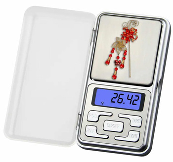 Waga jubilerska 500 g precyzyjna 0.1 g z funkcją tarowania i wyświetlaczem LCD, mobilna srebrna