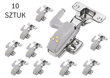 ZESTAW 10 LAMPEK NA ZAWIASY Lampka do wnętrza szafek 3xLED szare ZD23F