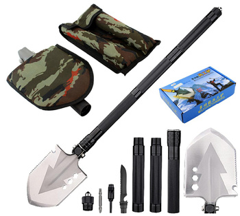 ZESTAW SURVIVAL 16w1 Elementów Saperka Siekiera Piła Krzesiwo AG518B 