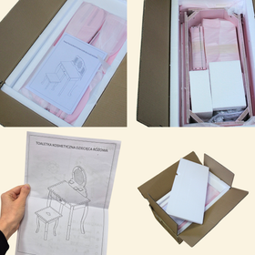 Toaletka dla dziewczynki różowa PinkDream LUXE z lustrem i taboretem