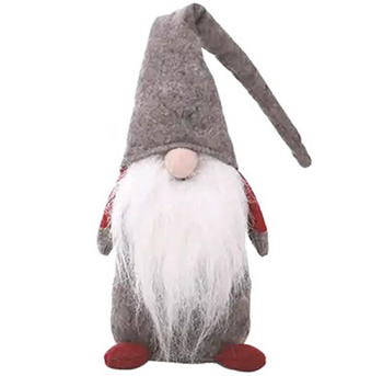Miękka FIGURKA skrzat w czapce świąteczna ozdoba 44cm szara BQ67A