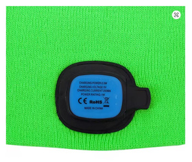Zielona czapka zimowa z latarką LED USB – 4 tryby świecenia, ciepła i praktyczna