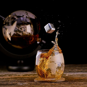 Karafka globus na whisky 1L – 4 szklanki, granitowe kostki, zestaw prezentowy XXL